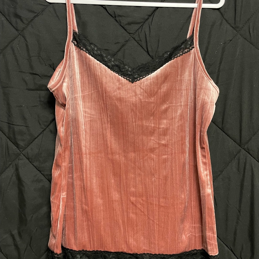 No Boundaries Pink Camisole with Black Lace